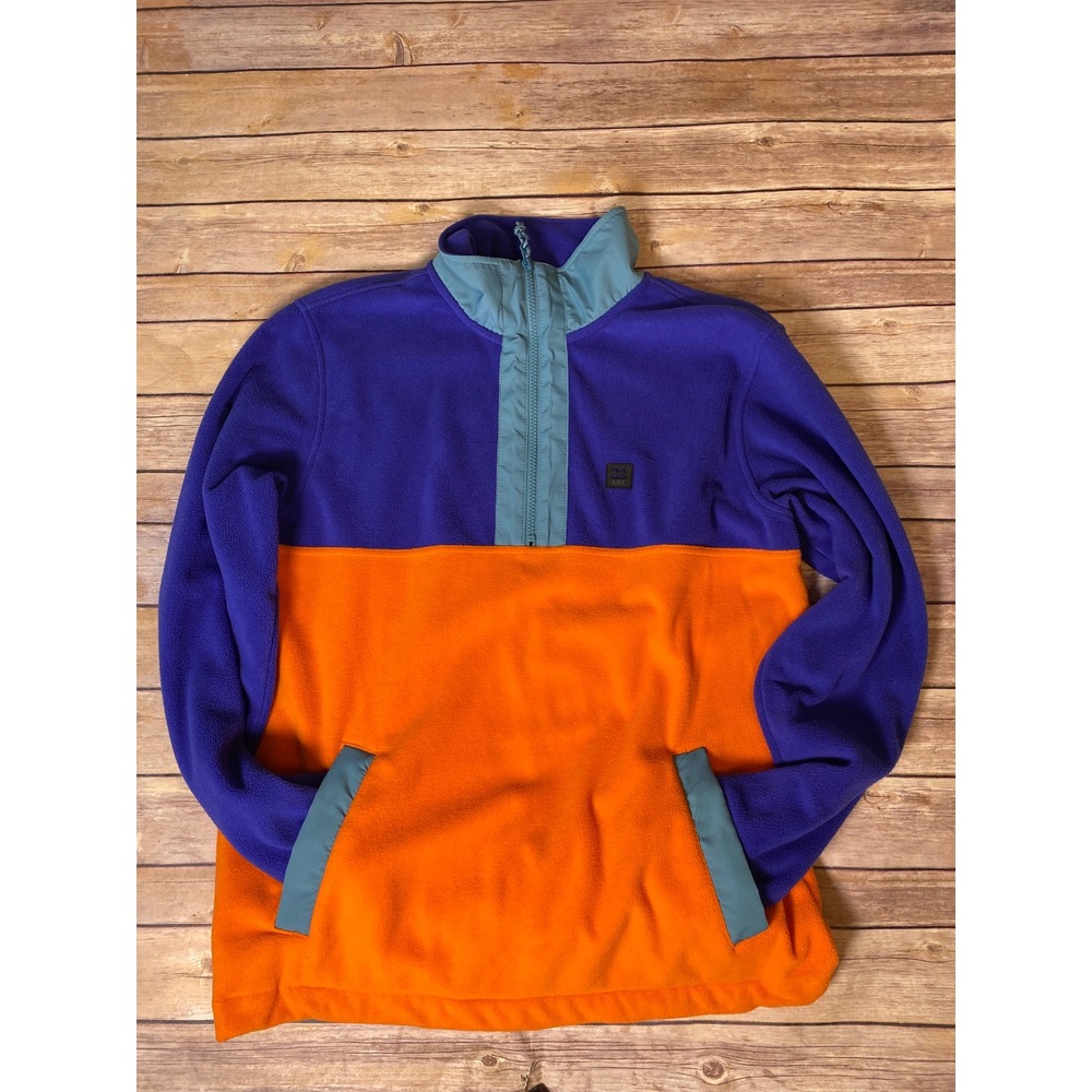 Billabong Adventure Division Men's Fleece Quarter Zip Pullover Blue Orange-M